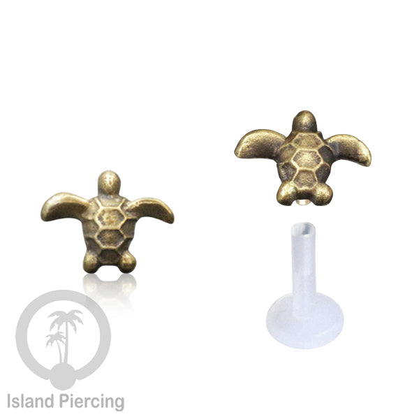 Anting Push sistem Labret Bioplastik depanya Kuningan Tindik Piercing Tragus, Daith &amp; Bibir