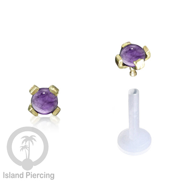 Labret Piercing Bioplastik, Kepala Kuningan dan batu Perhiasan, Tindik push-system Bibir &amp; Telinga