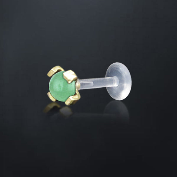 Labret Piercing Bioplastik, Kepala Kuningan dan batu Perhiasan, Tindik push-system Bibir &amp; Telinga