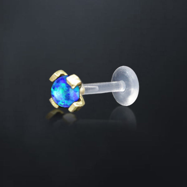 Labret Piercing Bioplastik, Kepala Kuningan dan batu Perhiasan, Tindik push-system Bibir &amp; Telinga