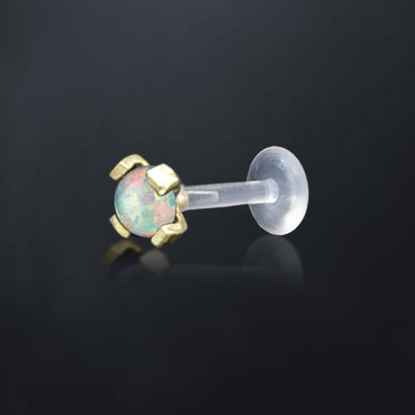 Labret Piercing Bioplastik, Kepala Kuningan dan batu Perhiasan, Tindik push-system Bibir &amp; Telinga