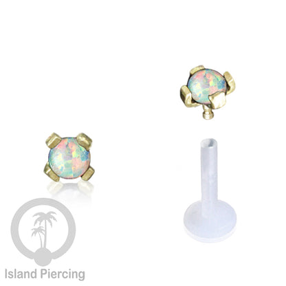 Labret Piercing Bioplastik, Kepala Kuningan dan batu Perhiasan, Tindik push-system Bibir &amp; Telinga