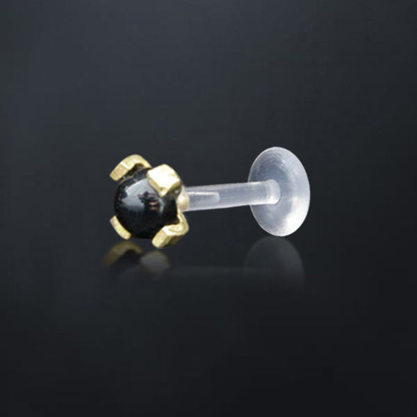 Labret Piercing Bioplastik, Kepala Kuningan dan batu Perhiasan, Tindik push-system Bibir &amp; Telinga
