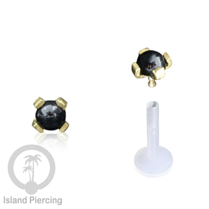 Labret Piercing Bioplastik, Kepala Kuningan dan batu Perhiasan, Tindik push-system Bibir &amp; Telinga