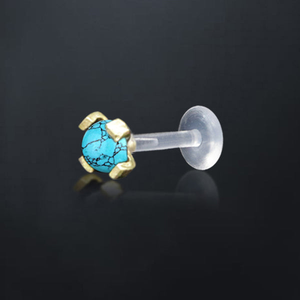 Labret Piercing Bioplastik, Kepala Kuningan dan batu Perhiasan, Tindik push-system Bibir &amp; Telinga