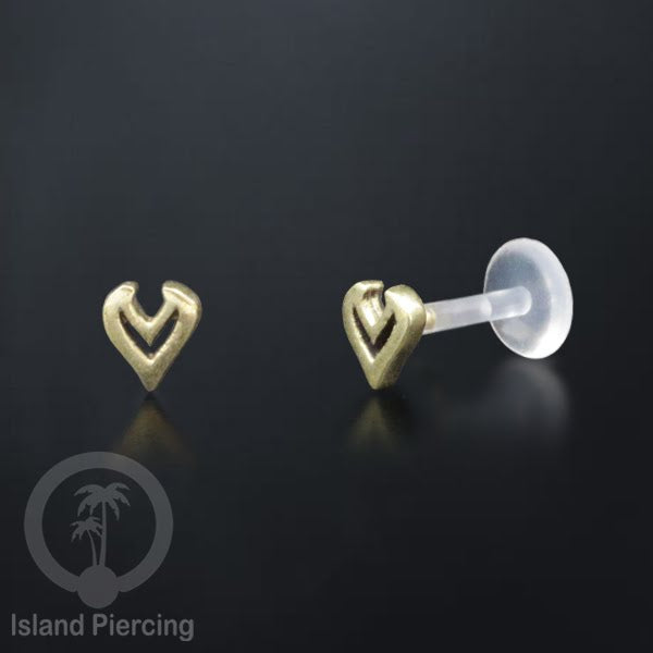 Labret bioplastik dengan kepala Kuningan Tindik Piercing Bibir atau Telinga, Tragus, Helix Daith.