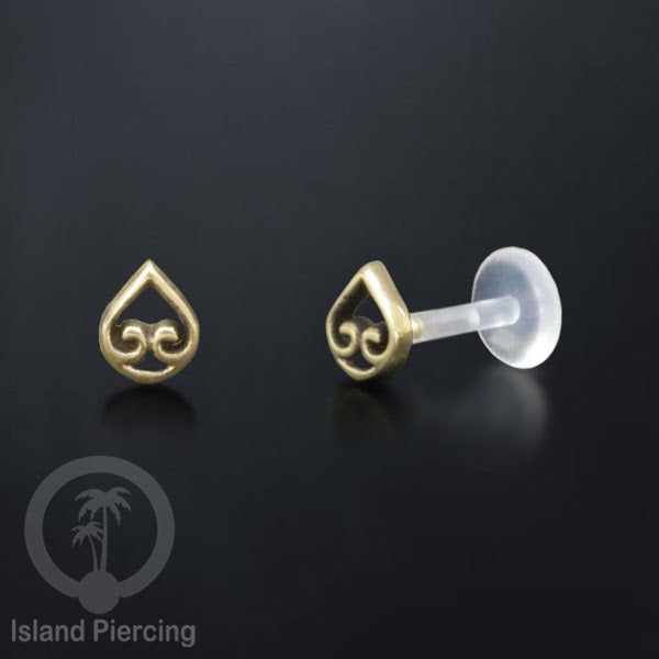 Labret bioplastik dengan kepala Kuningan Tindik Piercing Bibir atau Telinga, Tragus, Helix Daith.