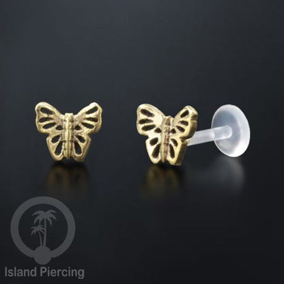 Labret bioplastik dengan kepala Kuningan Tindik Piercing Bibir atau Telinga, Tragus, Helix Daith.