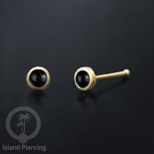 Nose Pin Piercing Jewelry Perhiasan Hidung bahan Kuningan dengan batu kecil.