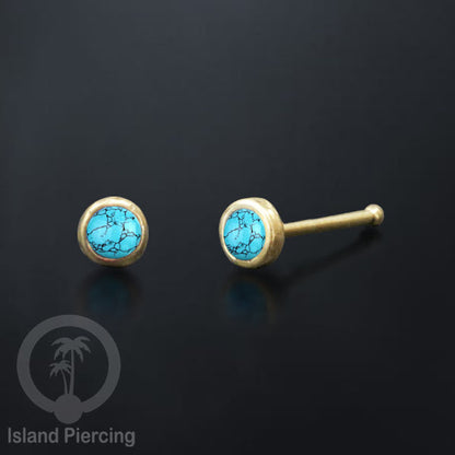 Nose Pin Piercing Jewelry Perhiasan Hidung bahan Kuningan dengan batu kecil.