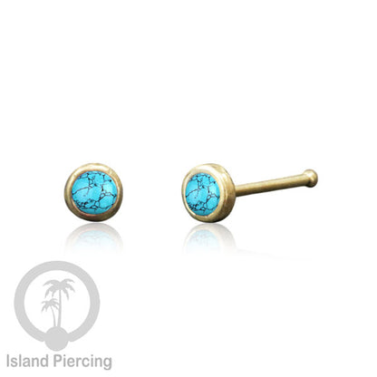Nose Pin Piercing Jewelry Perhiasan Hidung bahan Kuningan dengan batu kecil.