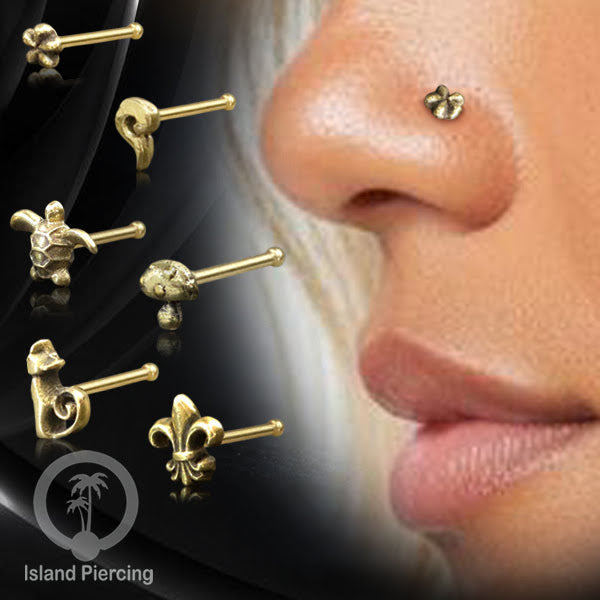 Tindik perhiasan hidung, pin hidung kuningan, banyak desain, Brass Nose Jewelry