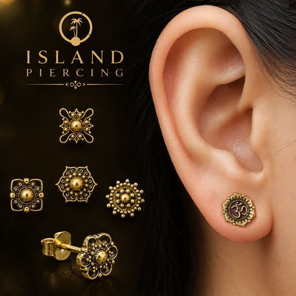 Anting Stud Kuningan motif Bali antik Brass Ear-studs Bali Style