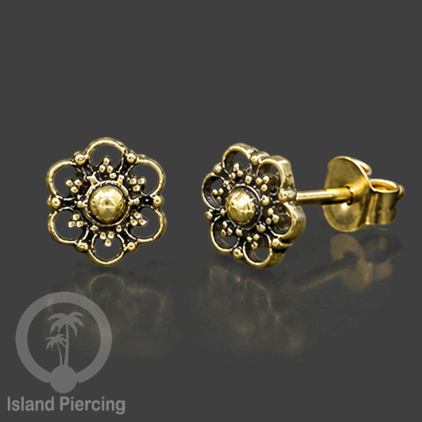 Anting Stud Kuningan motif Bali antik Brass Ear-studs Bali Style