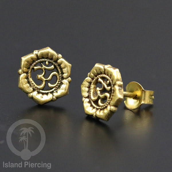 Anting Stud Kuningan motif Bali antik Brass Ear-studs Bali Style