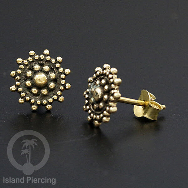 Anting Stud Kuningan motif Bali antik Brass Ear-studs Bali Style