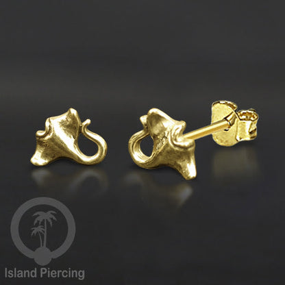 Anting Stud Kuningan motif Laut Brass Ear-studs Marine Style