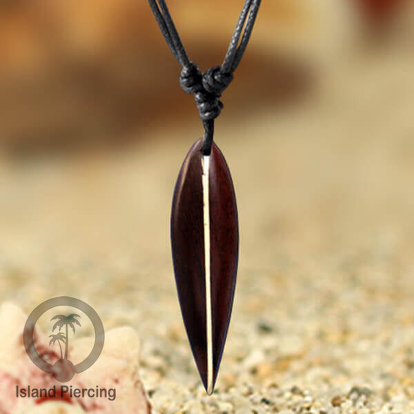 Kalung bandul kayu motif surfing Wooden surf board Necklaces