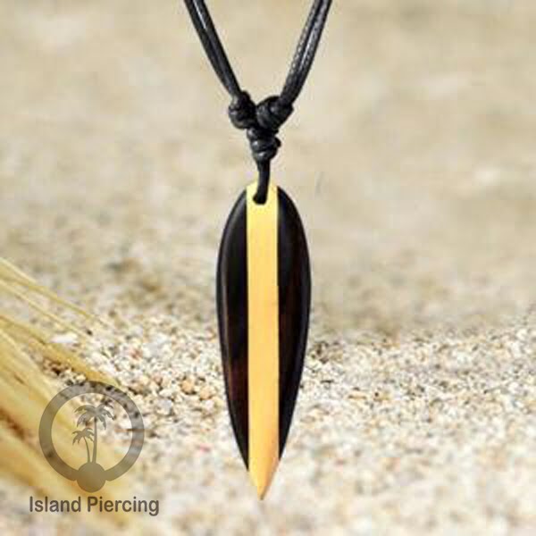 Kalung bandul kayu motif surfing Wooden surf board Necklaces