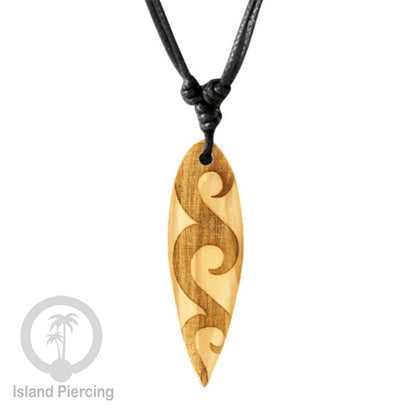 Kalung bandul kayu motif surfing Wooden surf board Necklaces