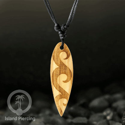 Kalung bandul kayu motif surfing Wooden surf board Necklaces