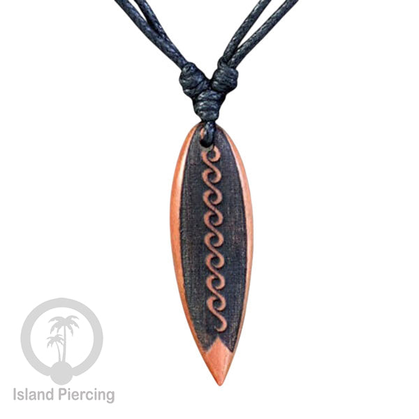 Kalung bandul kayu motif surfing Wooden surf board Necklaces