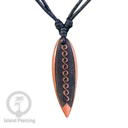 Kalung bandul kayu motif surfing Wooden surf board Necklaces