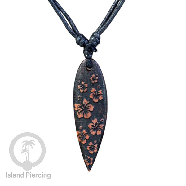 Kalung bandul kayu motif surfing Wooden surf board Necklaces