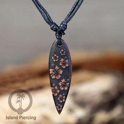 Kalung bandul kayu motif surfing Wooden surf board Necklaces
