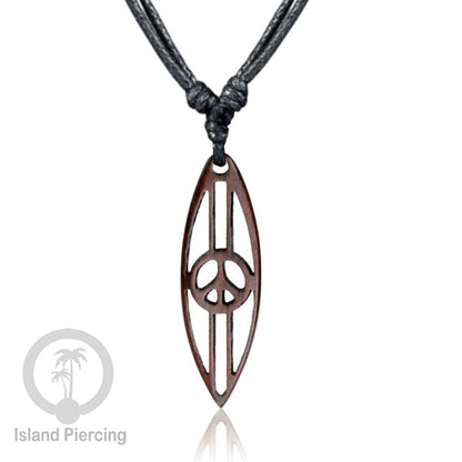Kalung bandul kayu motif surfing Carved Wooden surf board Necklaces