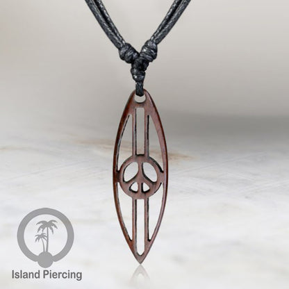 Kalung bandul kayu motif surfing Carved Wooden surf board Necklaces