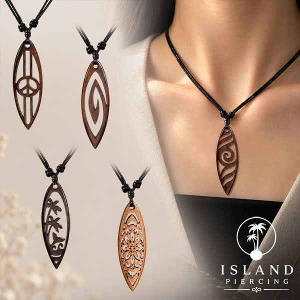 Kalung bandul kayu motif surfing Carved Wooden surf board Necklaces