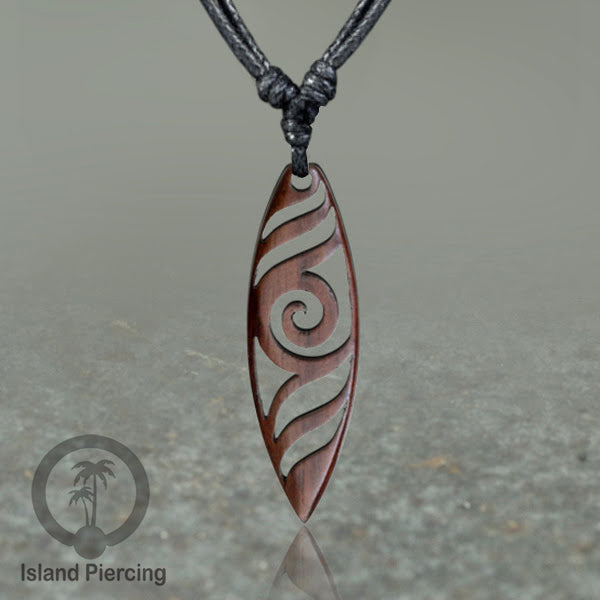 Kalung bandul kayu motif surfing Carved Wooden surf board Necklaces
