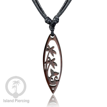 Kalung bandul kayu motif surfing Carved Wooden surf board Necklaces