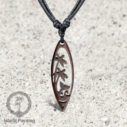 Kalung bandul kayu motif surfing Carved Wooden surf board Necklaces