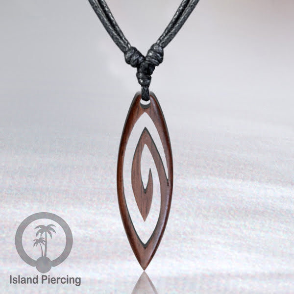 Kalung bandul kayu motif surfing Carved Wooden surf board Necklaces