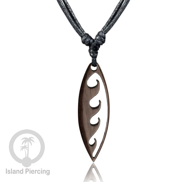 Kalung bandul kayu motif surfing Carved Wooden surf board Necklaces