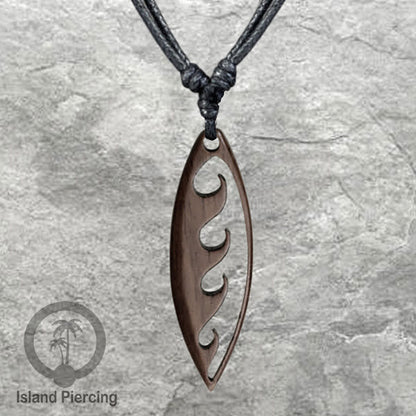 Kalung bandul kayu motif surfing Carved Wooden surf board Necklaces