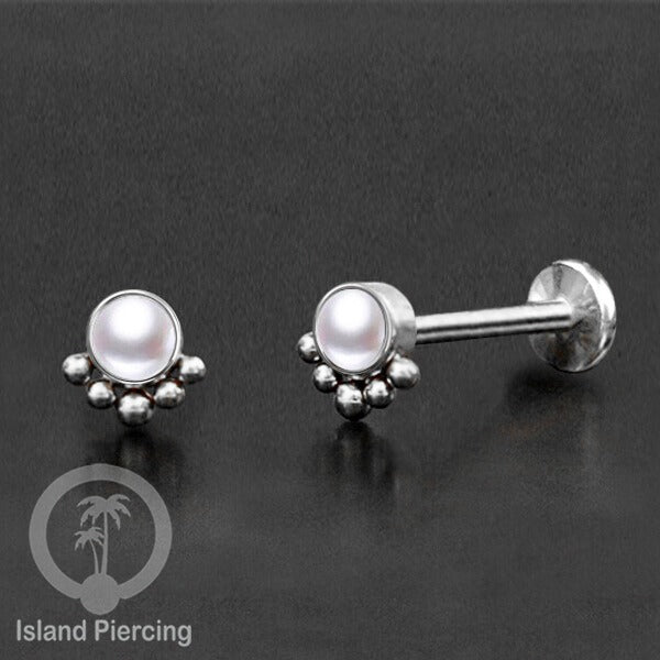 Tindik Labret push system, Threadless Piercing warna silver banyak pilihan model dan batu