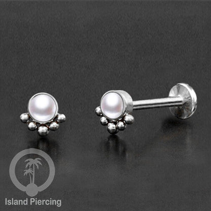Tindik Labret push system, Threadless Piercing warna silver banyak pilihan model dan batu