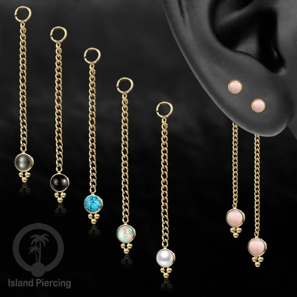 Body Jewelry Charm Chain bisa dekorasi Tindik Perhiasan lain warna gold dengan batu