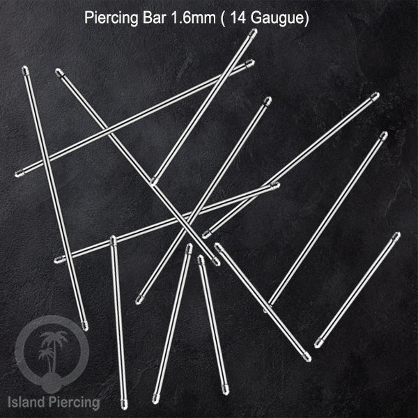 Piercing Bar Tindik warna silver. Khusus piercing external 1.6mm, 14gauge. Panjang 6-42mm tersedia