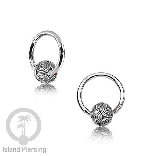 BCR Piercing Stainless dengan dekorasi bola Kuningan putih banyak pilihan motif