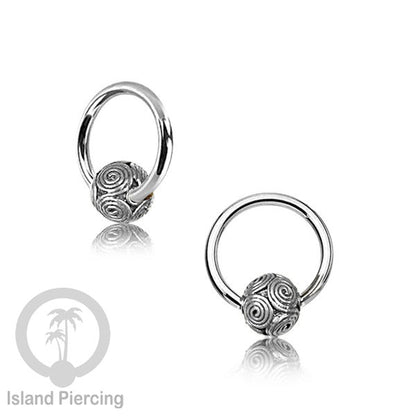 BCR Piercing Stainless dengan dekorasi bola Kuningan putih banyak pilihan motif