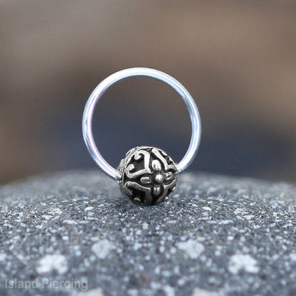 BCR Piercing Stainless dengan dekorasi bola Kuningan putih banyak pilihan motif