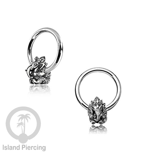 Piercing Stainless BCR dengan Liontin kuningan putih motif yang unik seperti Tengkorak, Ganesha
