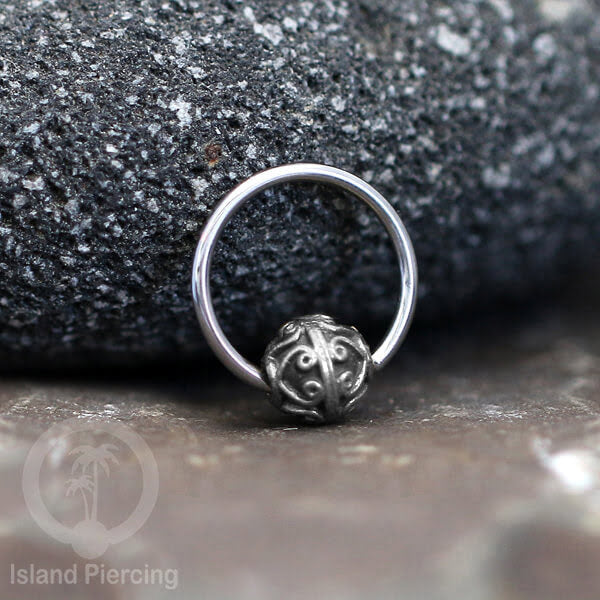 BCR Piercing Stainless dengan dekorasi bola Kuningan putih banyak pilihan motif