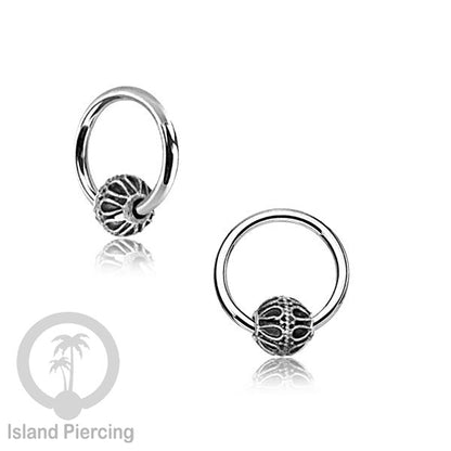 BCR Piercing Stainless dengan dekorasi bola Kuningan putih banyak pilihan motif