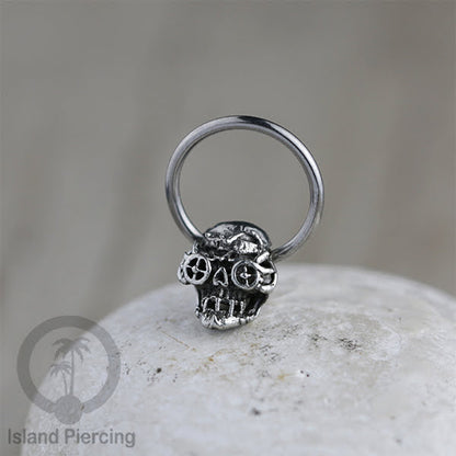Piercing Stainless BCR dengan Liontin kuningan putih motif yang unik seperti Tengkorak, Ganesha