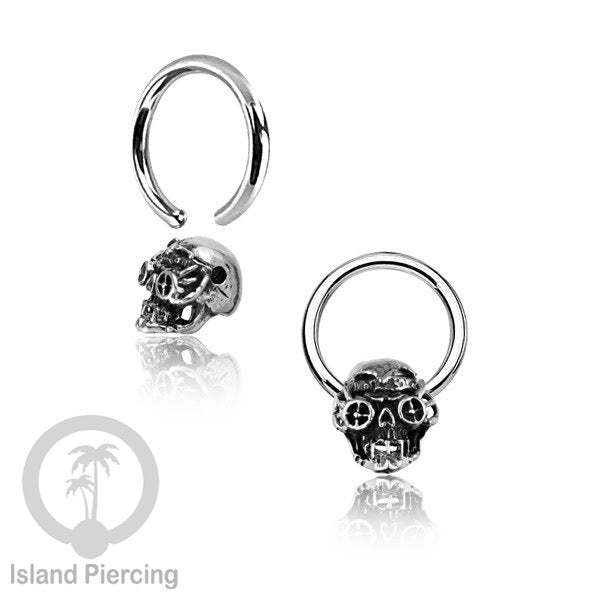 Piercing Stainless BCR dengan Liontin kuningan putih motif yang unik seperti Tengkorak, Ganesha